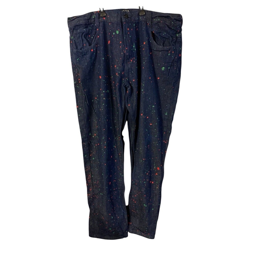 Diamond Stash Denim Mens Jeans Paint Splatter Christmas Holiday Wear 42x33‎